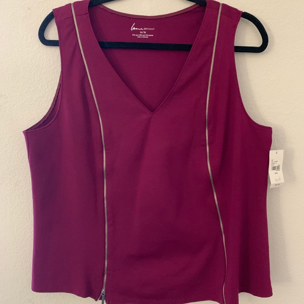 NWT Lane Bryant Double Zipper Sleeveless Top 14/16